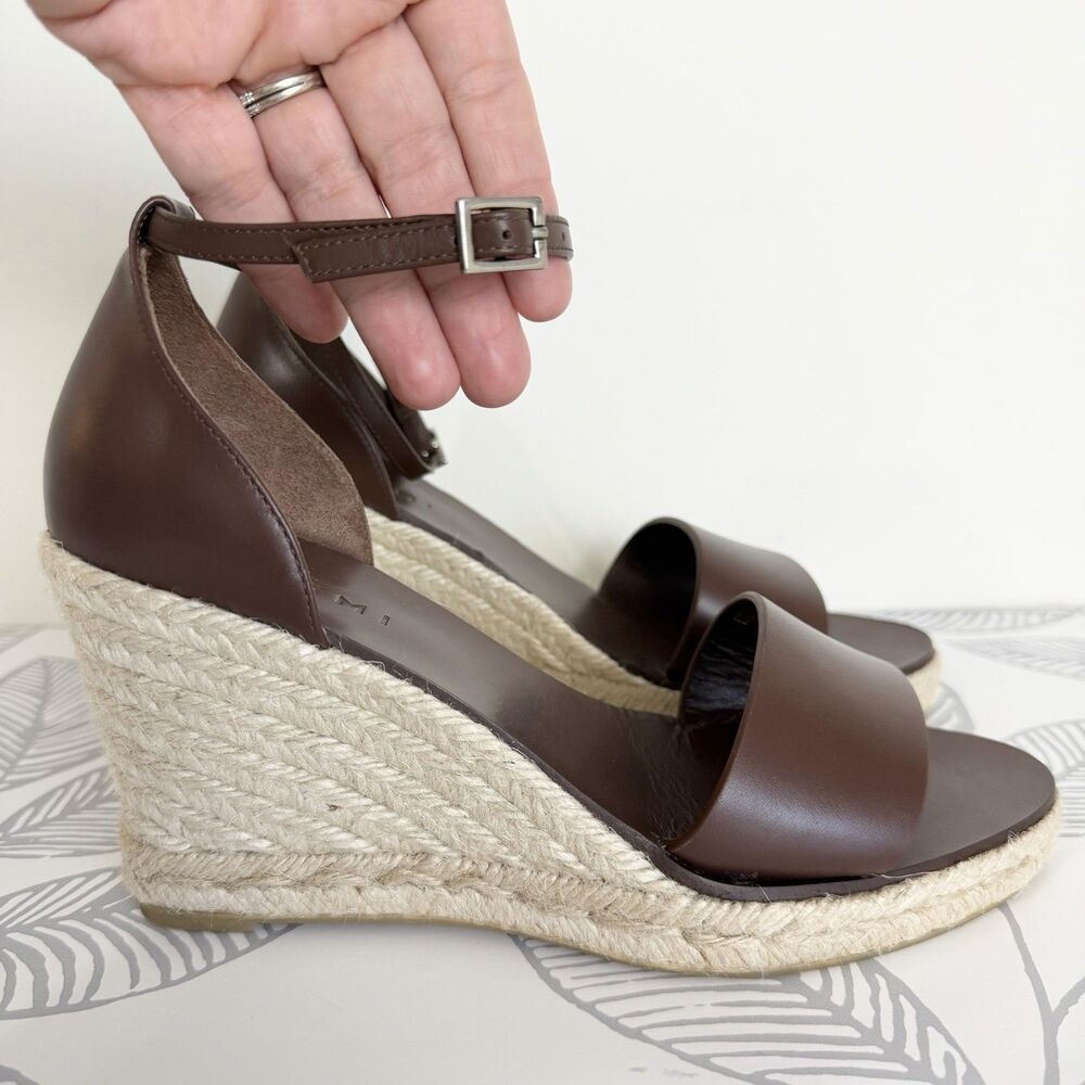 M. Gemi The Marcella Wedge Sandal Chocolate Brown Leather Italy Women’s 37 / 7 - Picture 3 of 12